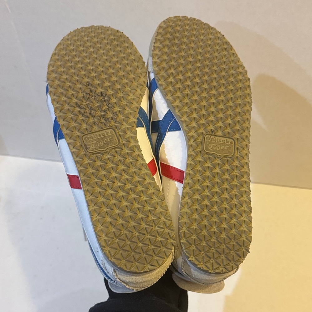 Onitsuka Tiger Mexico 66 White Sneakers with Blue and Red Stripes Size 7 - Picture 8 of 13
